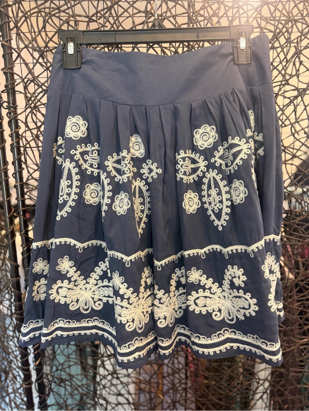 Navy Embroidered Circle Skirt with Embroidered Detail (0016) - Picture 2 of 5